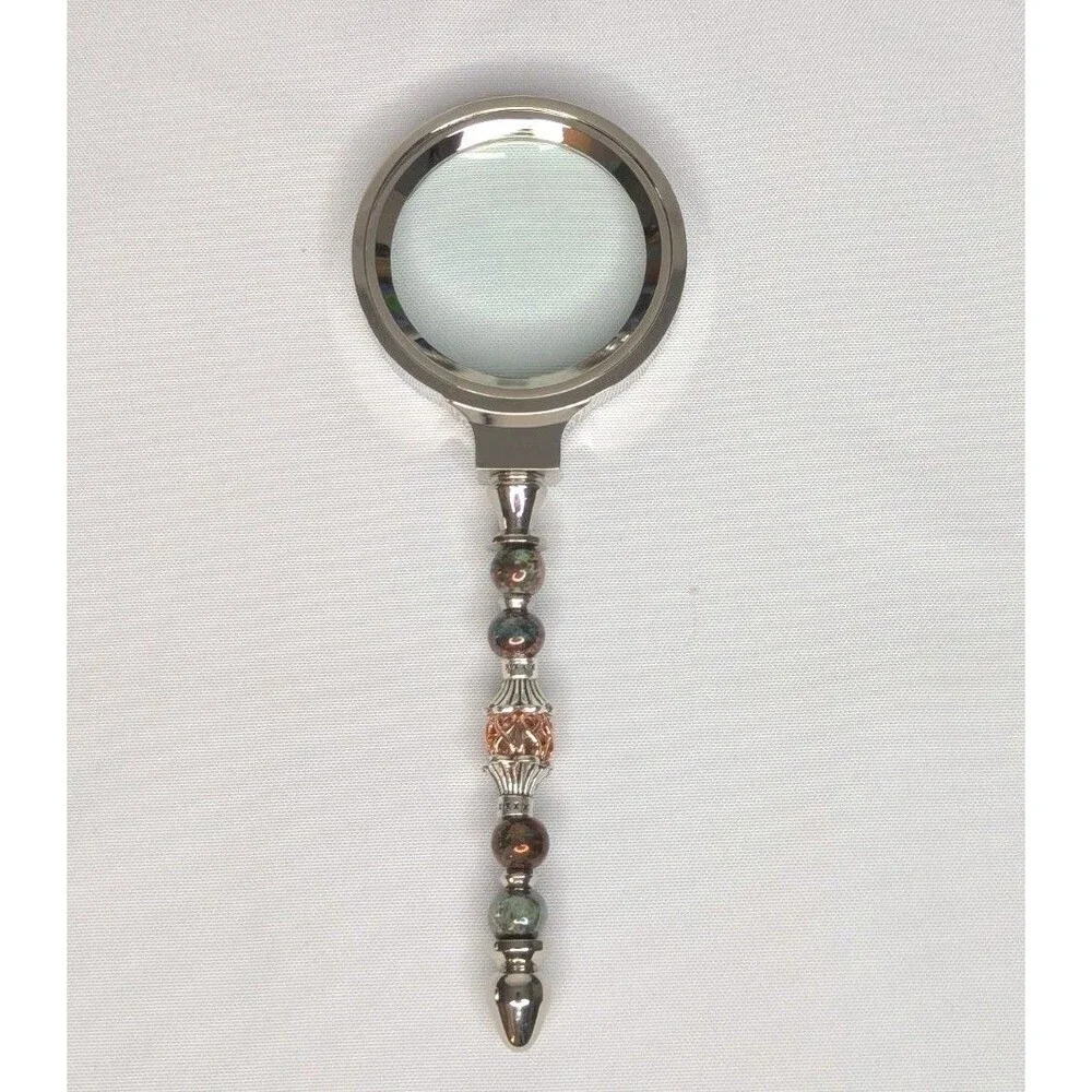 Magnifying Glass with Neutral Gemstone Beads - 6 inches, NEW